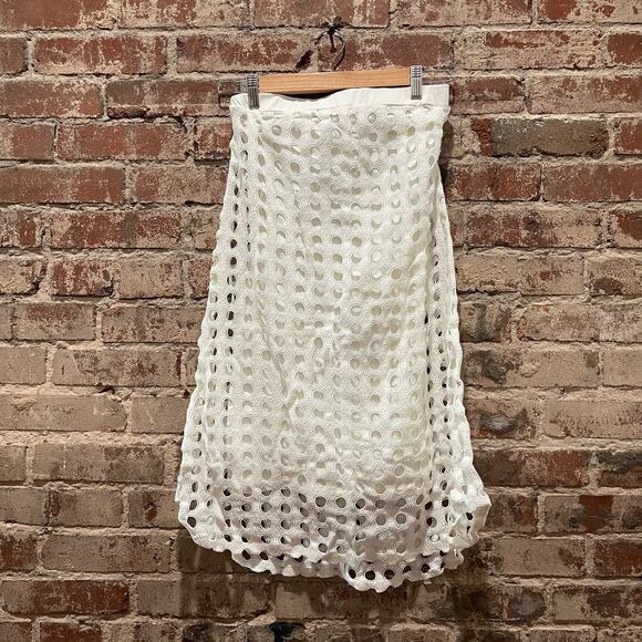 Silvia Tcherassi White Eyelet Midi Skirt Size Small - Picture 2 of 8